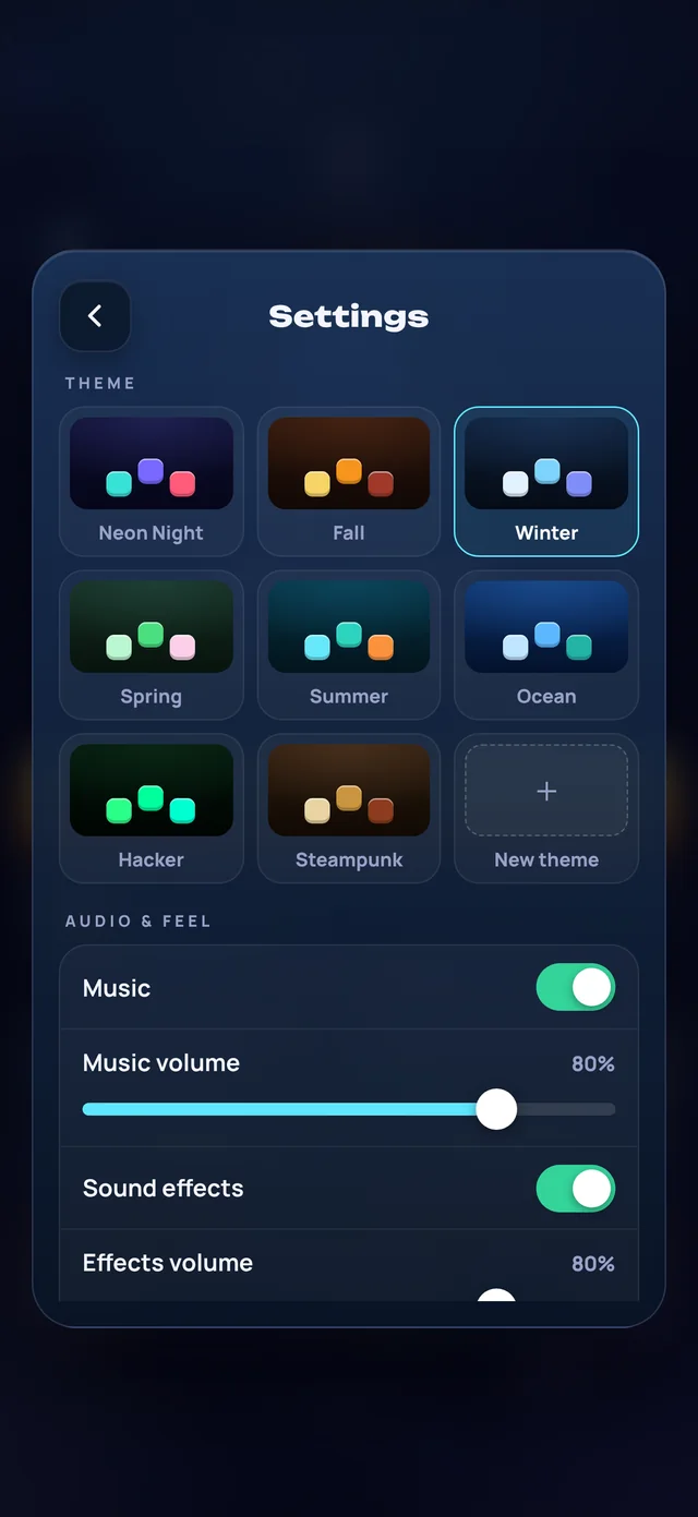 Over Stacks theme picker with eight themes